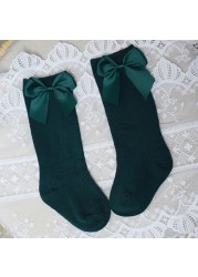 New Brand Baby Toddlers Socks Autumn Winter Children Girls Knee High Long Sock Cotton Big Bow Spanish Style Kids Floor Socks