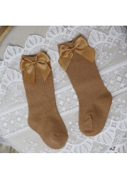 New Brand Baby Toddlers Socks Autumn Winter Children Girls Knee High Long Sock Cotton Big Bow Spanish Style Kids Floor Socks