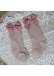 New Brand Baby Toddlers Socks Autumn Winter Children Girls Knee High Long Sock Cotton Big Bow Spanish Style Kids Floor Socks