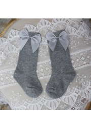 New Brand Baby Toddlers Socks Autumn Winter Children Girls Knee High Long Sock Cotton Big Bow Spanish Style Kids Floor Socks