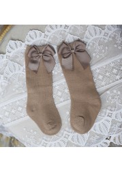 New Brand Baby Toddlers Socks Autumn Winter Children Girls Knee High Long Sock Cotton Big Bow Spanish Style Kids Floor Socks
