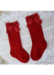 New Brand Baby Toddlers Socks Autumn Winter Children Girls Knee High Long Sock Cotton Big Bow Spanish Style Kids Floor Socks