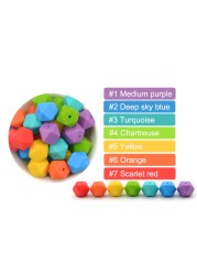 LOFCA10pcs 14mm Small Hexagon Silicone Beads Baby Teether BPA Free DIY Necklace Pacifier Chain Baby Teething Infant Care