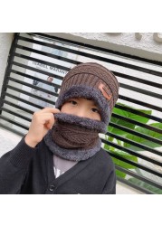 Boys Winter Hats and Scarves Set Boys Girls Add Thick Hats and Necklaces in Autumn Cute Baby Hats for Kids Ages 5-12 Years