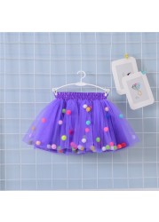 2022 New Arrival Infant Mulity Colorful Tulle Tutu Skirt Pom Pom Princess Mini Dress Children's Clothing Pettiskirt Girl Clothes