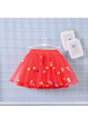 2022 New Arrival Infant Mulity Colorful Tulle Tutu Skirt Pom Pom Princess Mini Dress Children's Clothing Pettiskirt Girl Clothes