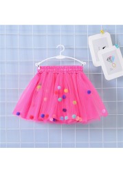 2022 New Arrival Infant Mulity Colorful Tulle Tutu Skirt Pom Pom Princess Mini Dress Children's Clothing Pettiskirt Girl Clothes