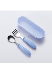 Stainless steel children fork spoon set baby learning short handle utensils cute baby training tableware infant feeding knives