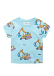 Boys Summer Clothes Children T-shirt Dinosaur Printing Kids Striped Embroidery Tops Boy Cotton T-Shirts Baby Cartoon Tee Clothes