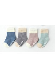 4pairs/lot Newborn Baby Boy Girl Socks Ribbed Toddler Winter Non-slip Socks 0-3 Years Kids Winter Autumn Spring Baby Girl Stuff