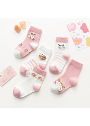 5pairs/lot Autumn Winter Children Cartoon Bear Socks Baby Cute Trendy Cotton Print Socks Comfortable Girls Boys Sports Socks Hot