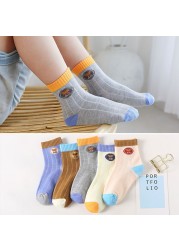 5pairs/lot Autumn Winter Children Cartoon Bear Socks Baby Cute Trendy Cotton Print Socks Comfortable Girls Boys Sports Socks Hot