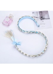 Elsa Cosplay Weaving Tangled Braid Kids Rapunzel Princess Hair Headband Girl Wig Princess Girls Headband Kids Hair Hoop Braided