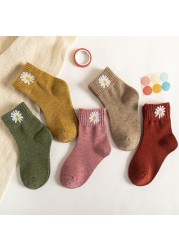 Autumn Winter Cotton Thicken Socks For Kids Cute Cartoon Happy Boy Striped Socks 5 Pairs Infant Baby Girls Socks 1-12 Years