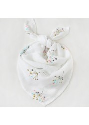 Bamboo Cotton Chiffon Bibs, 60 x 60cm, Multifunctional Burp Cloth Bibs, Soft Printed Baby Cloth