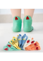 Soft Cotton Breathable Mesh Kids Socks Summer Short Tubes Baby Girls Socks New Born Boy Happy Socks Infant Clothes 5 Pairs