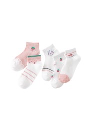 Soft Cotton Breathable Mesh Kids Socks Summer Short Tubes Baby Girls Socks New Born Boy Happy Socks Infant Clothes 5 Pairs