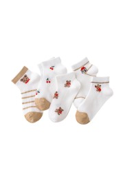 Soft Cotton Breathable Mesh Kids Socks Summer Short Tubes Baby Girls Socks New Born Boy Happy Socks Infant Clothes 5 Pairs