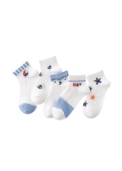 Soft Cotton Breathable Mesh Kids Socks Summer Short Tubes Baby Girls Socks New Born Boy Happy Socks Infant Clothes 5 Pairs