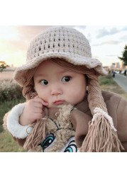 Winter Soft Warm Cute Big Braid Wig Kids Girls Princess Hat Toddler Children Knitted Hat Christmas Xmas Party 48-52cm Hot