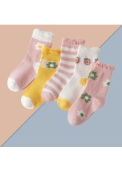 5 pairs soft cotton children socks cute cartoon print kids socks newborn baby boy socks casual girls boys socks 1 to 12 years