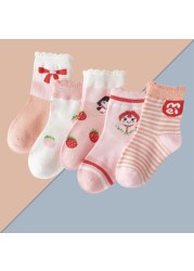 5 pairs soft cotton children socks cute cartoon print kids socks newborn baby boy socks casual girls boys socks 1 to 12 years