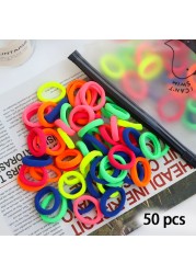 50/100pcs Colorful Girl Hairband Children Headband Small Elastic Hair Bands Scrunchy Baby Rubber Band Nylon Hair Accessories Toddler