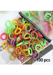 50/100pcs Colorful Girl Hairband Children Headband Small Elastic Hair Bands Scrunchy Baby Rubber Band Nylon Hair Accessories Toddler