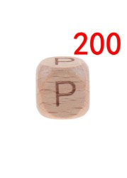 200pcs 12mm Beech Wooden Beads For Baby Wood Letters Bead Baby Teether Diy Beads With Silicone Teether Letters Alphabet