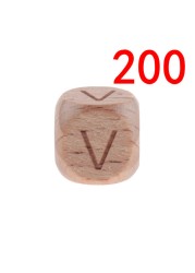 200pcs 12mm Beech Wooden Beads For Baby Wood Letters Bead Baby Teether Diy Beads With Silicone Teether Letters Alphabet