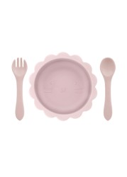 Cute silicone bowl children's complementary tableware food bowl BPA-free waterproof tableware plate wooden spoon silicone fork