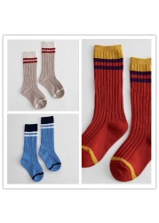 3 pairs 1-8 years old 2021 spring and summer new parallel stripes striped kids middle tube children's socks