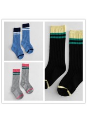 3 pairs 1-8 years old 2021 spring and summer new parallel stripes striped kids middle tube children's socks