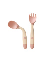 Baby Children Spoon Fork Set Soft Bendable Silicone Scoop Fork Cutlery Set Kid Training Feeding Cutlery Utensils