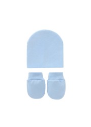 Baby Newborn Face Protection Scratch Gloves Warm Cover Sets Infant Anti-scratch Knitted Cotton Gloves Hat Set