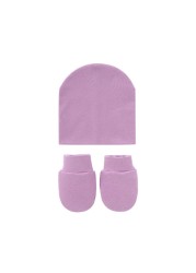 Baby Newborn Face Protection Scratch Gloves Warm Cover Sets Infant Anti-scratch Knitted Cotton Gloves Hat Set