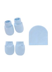 Baby Newborn Face Protection Scratch Gloves Warm Cover Sets Infant Anti-scratch Knitted Cotton Gloves Hat Set