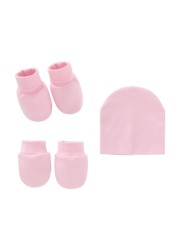 Baby Newborn Face Protection Scratch Gloves Warm Cover Sets Infant Anti-scratch Knitted Cotton Gloves Hat Set