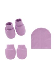 Baby Newborn Face Protection Scratch Gloves Warm Cover Sets Infant Anti-scratch Knitted Cotton Gloves Hat Set