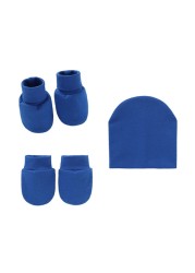 Baby Newborn Face Protection Scratch Gloves Warm Cover Sets Infant Anti-scratch Knitted Cotton Gloves Hat Set