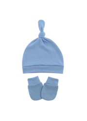 Baby Newborn Face Protection Scratch Gloves Warm Cover Sets Infant Anti-scratch Knitted Cotton Gloves Hat Set