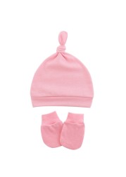 Baby Newborn Face Protection Scratch Gloves Warm Cover Sets Infant Anti-scratch Knitted Cotton Gloves Hat Set