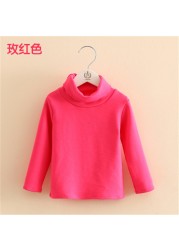 Boys T-shirt Long Sleeve Girls Shirts High Neck Baby Tee Solid Color Tops For Kids 3-8 Years