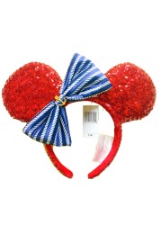 Cartoon Minnie Mermaid Princess Big Ears Headband Sequin Bows Ears Costume Headband Cosplay Plush Adult/Kids Headband Gift