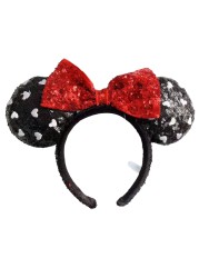 Cartoon Minnie Mermaid Princess Big Ears Headband Sequin Bows Ears Costume Headband Cosplay Plush Adult/Kids Headband Gift