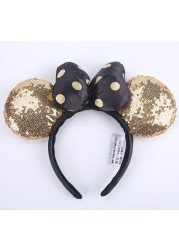 Cartoon Minnie Mermaid Princess Big Ears Headband Sequin Bows Ears Costume Headband Cosplay Plush Adult/Kids Headband Gift