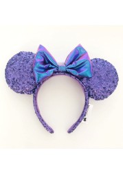 Cartoon Minnie Mermaid Princess Big Ears Headband Sequin Bows Ears Costume Headband Cosplay Plush Adult/Kids Headband Gift