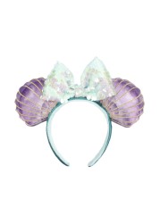 Cartoon Minnie Mermaid Princess Big Ears Headband Sequin Bows Ears Costume Headband Cosplay Plush Adult/Kids Headband Gift