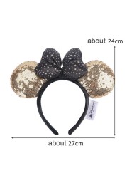 Cartoon Minnie Mermaid Princess Big Ears Headband Sequin Bows Ears Costume Headband Cosplay Plush Adult/Kids Headband Gift