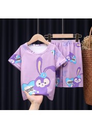 Doraemon Kids Pajamas Tops Pant Summer Cartoon Sleepwear Set Boys Girls Baby Clothes Pajamas Short Sleeve T-shirt Pajamas Suit